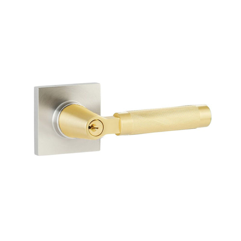 Emtek Modern Rectangular Dummy Two Point Lockset with Key In L Square Select Handles