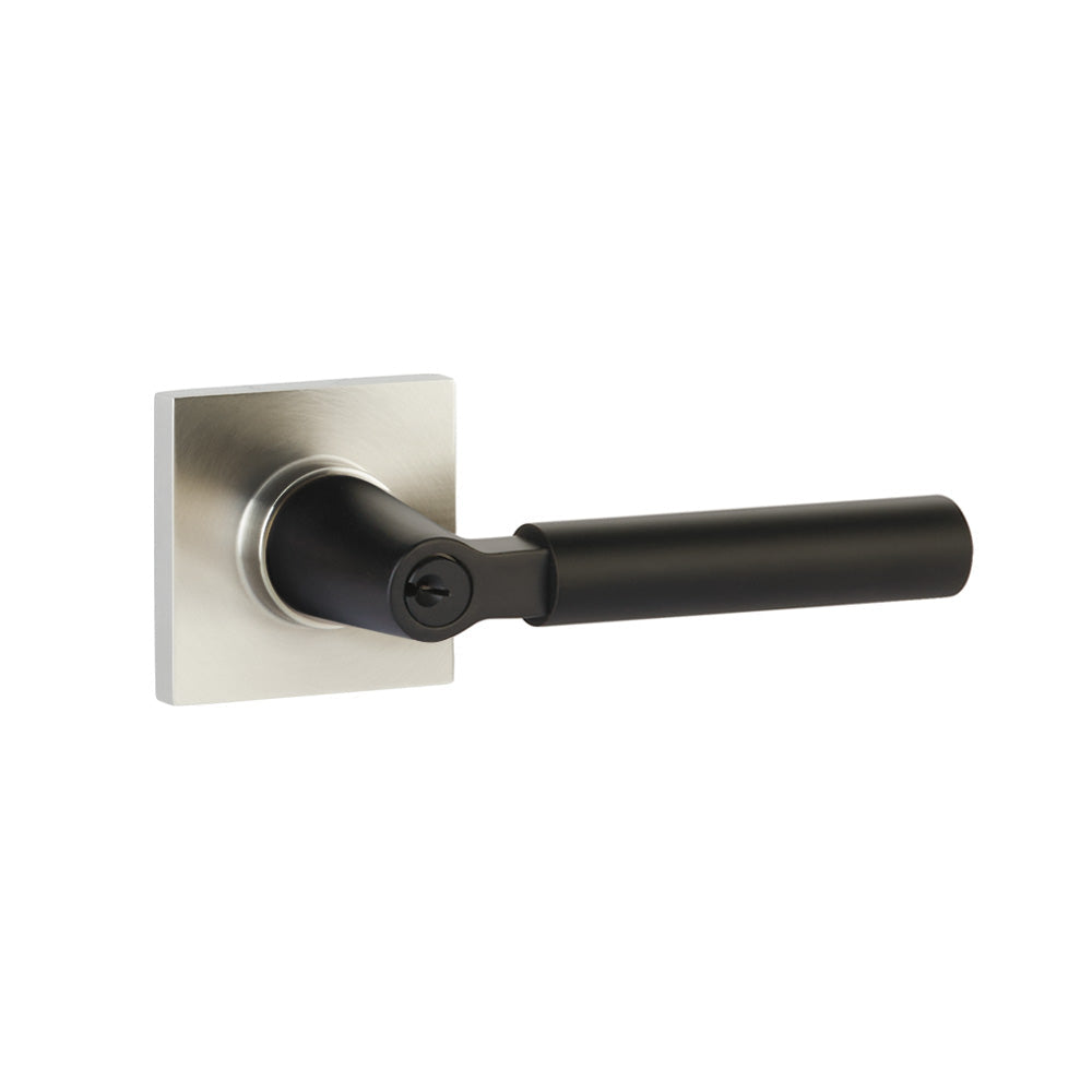 Emtek Modern Rectangular Two Point Lockset with Key in L Square Select Handles