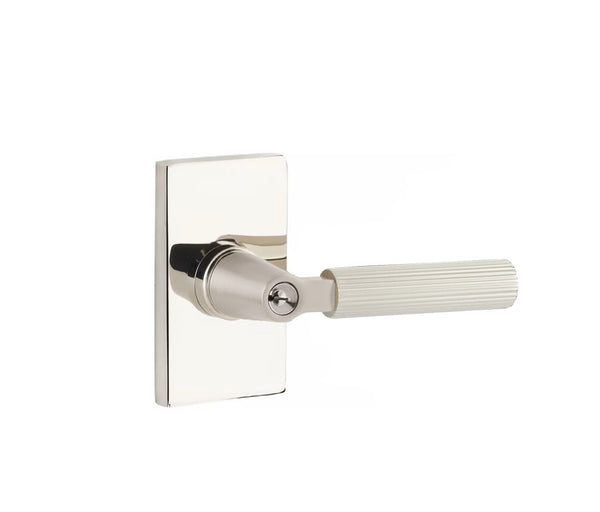 Emtek Select Key in L Square Straight Knurled Lever Mordern Rectangular Rosette
