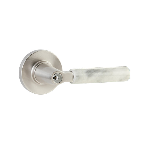 Emtek Select Key in L Square White Marble Lever Disk Rosette