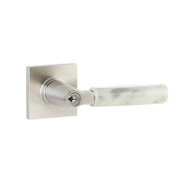 Emtek Select Key in L Square White Marble Lever Square Rosette