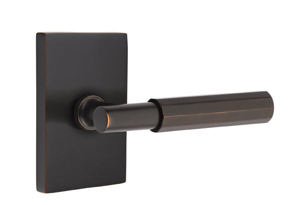 Emtek Select T-Bar Faceted Lever Modern Rectangular Rosette