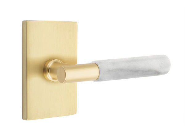 Emtek Select T-Bar White Marble Lever Modern Rectangular Rosette
