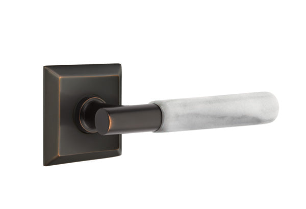 Emtek Select T-Bar White Marble Lever Quincy Rosette