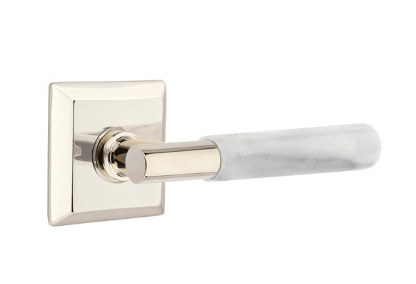 Emtek Select T-Bar White Marble Lever Quincy Rosette