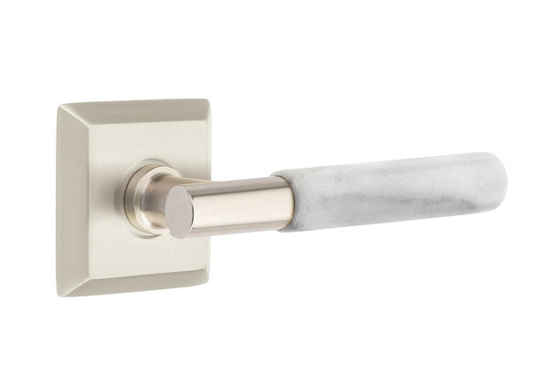 Emtek Select T-Bar White Marble Lever Quincy Rosette