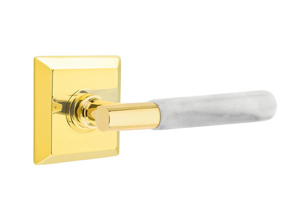 Emtek Select T-Bar White Marble Lever Quincy Rosette