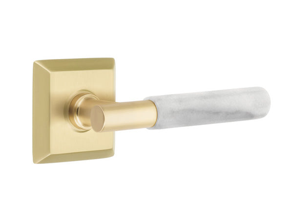 Emtek Select T-Bar White Marble Lever Quincy Rosette