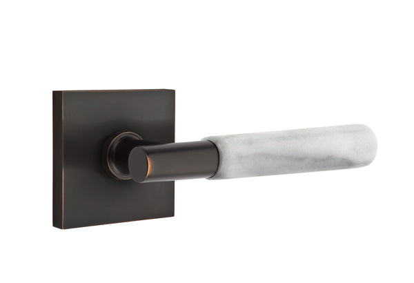 Emtek Select T-Bar White Marble Lever Square Rosette