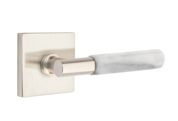Emtek Select T-Bar White Marble Lever Square Rosette