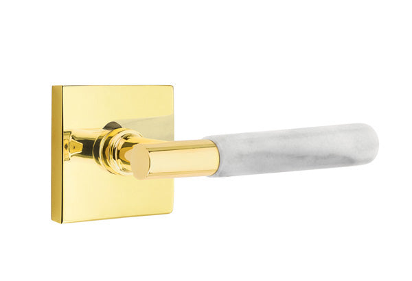 Emtek Select T-Bar White Marble Lever Square Rosette