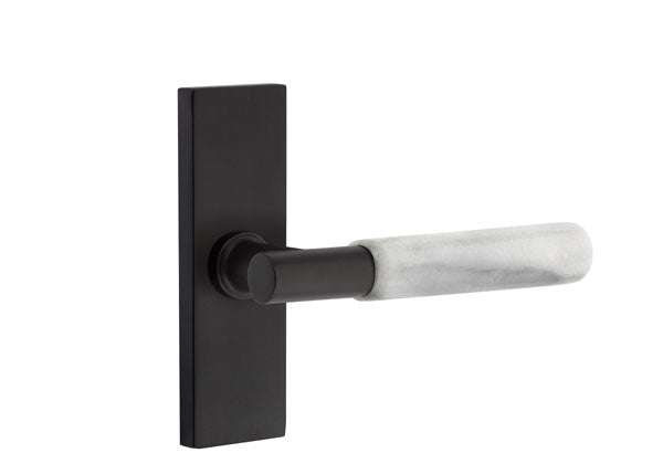 Emtek Stretto Narrow Trim Locksets with T-Bar White Marble Lever