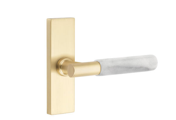 Emtek Stretto Narrow Trim Locksets with T-Bar White Marble Lever