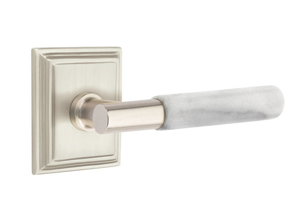 Emtek Select T-Bar White Marble Lever Wilshire Rosette