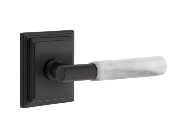 Emtek Select T-Bar White Marble Lever Wilshire Rosette