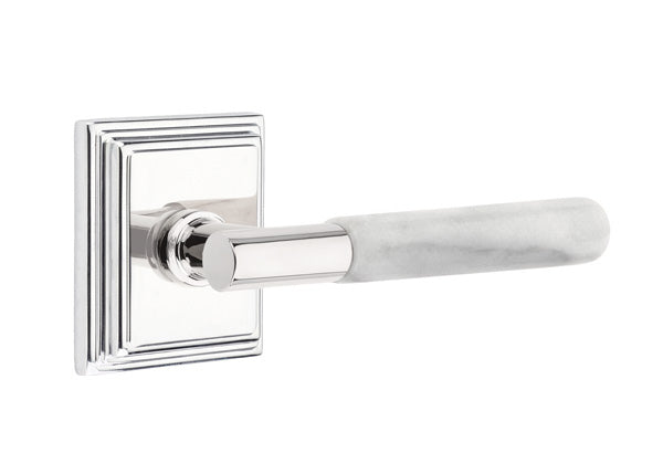 Emtek Select T-Bar White Marble Lever Wilshire Rosette