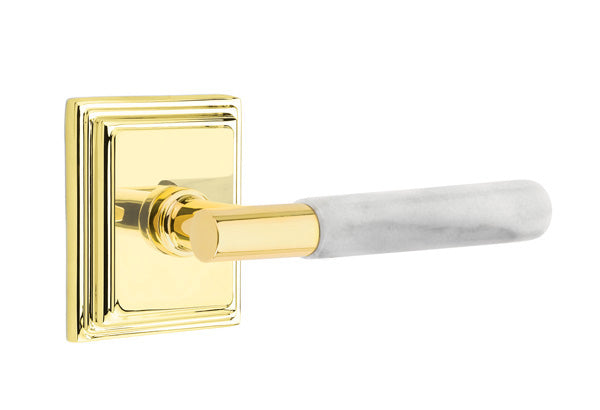 Emtek Select T-Bar White Marble Lever Wilshire Rosette