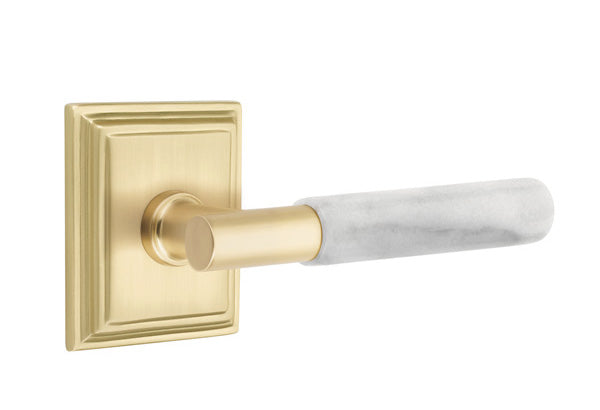 Emtek Select T-Bar White Marble Lever Wilshire Rosette