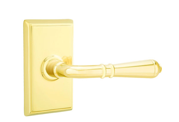Emtek  Door Handle - Turino Lever Rectangular Rosette - Classic Brass