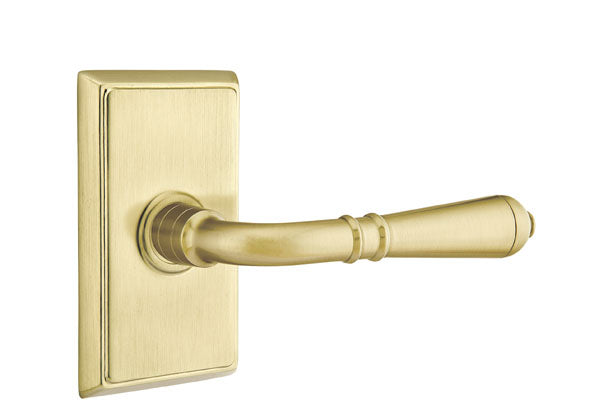 Emtek  Door Handle - Turino Lever Rectangular Rosette - Classic Brass
