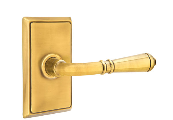 Emtek  Door Handle - Turino Lever Rectangular Rosette - Classic Brass